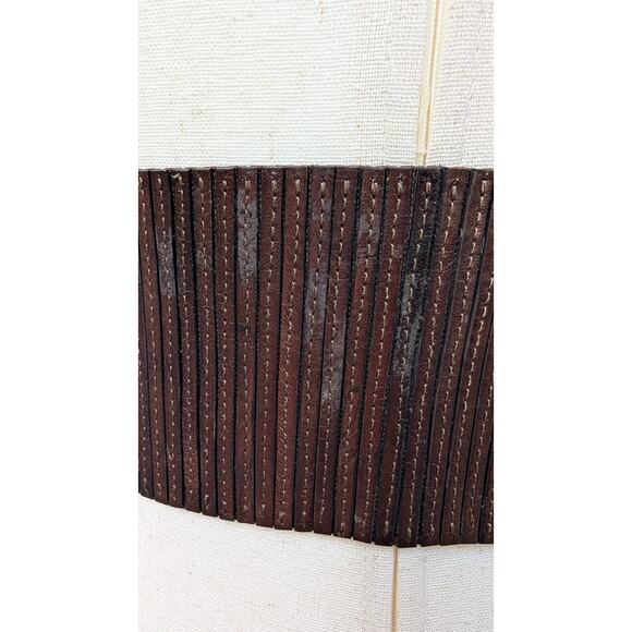 MICHAEL Michael Kors Brown Leather Braided Wide Waist Belt, Size XS/S - Picture 5 of 9